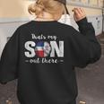 Thats My Son Out There For a Dominican Baseball Mom Women's Sweatshirt Back Print