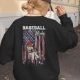 Vintage USA Flag Baseball Player Proud Baseball Mom Women's Sweatshirt Back Print Vintage USA Flag Baseball Player Proud Baseball Mom Women's Sweatshirt Back Print