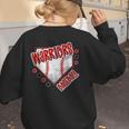 Warriors Home Plate Baseball Sports Baseball Mom Women's Sweatshirt Back Print