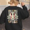 Women Kids Baseball Game Day Vibes Smile Baseball Mom Women's Sweatshirt Back Print