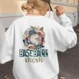 Artsy Baseball Mom Flowers Unique Game Day Ball Distressed Women's Sweatshirt Back Print