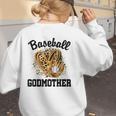 Baseball Godmother Leopard Heart Baseball Mom Game Day Women's Sweatshirt Back Print Baseball Godmother Leopard Heart Baseball Mom Game Day Women's Sweatshirt Back Print