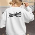 Baseball Mom 1970s Retro Cursive Font Women's Sweatshirt Back Print Baseball Mom 1970s Retro Cursive Font Women's Sweatshirt Back Print
