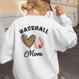 Baseball Mom Leopard Heart Baseball Player Kids Women's Sweatshirt Back Print