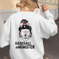 Baseball Momster Messy Bun Skull Mom For Women Halloween Women's Sweatshirt Back Print Baseball Momster Messy Bun Skull Mom For Women Halloween Women's Sweatshirt Back Print