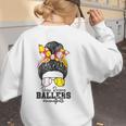 Busy Raising Ballers Softball Messy Bun Baseball Mom Women's Sweatshirt Back Print Busy Raising Ballers Softball Messy Bun Baseball Mom Women's Sweatshirt Back Print