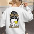 Busy Raising Ballers Tennis Baseball Mom Messy Bun Leopard Women's Sweatshirt Back Print Busy Raising Ballers Tennis Baseball Mom Messy Bun Leopard Women's Sweatshirt Back Print