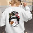 Football Mom Baseball Mom Life Messy Bun Mom Of Both Women's Sweatshirt Back Print