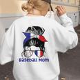 French Baseball Mom France Messy Bun Women's Sweatshirt Back Print French Baseball Mom France Messy Bun Women's Sweatshirt Back Print