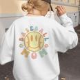 Groovy Retro Floral Happy Smiling Face Baseball Mom Women's Sweatshirt Back Print Groovy Retro Floral Happy Smiling Face Baseball Mom Women's Sweatshirt Back Print