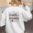 Leopard Baseball Mom Mama Mommy Bleached Women's Sweatshirt Back Print Leopard Baseball Mom Mama Mommy Bleached Women's Sweatshirt Back Print