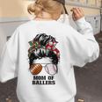 Mom Of Ballers Messy Bun Football Mom Baseball Mom Of Both Women's Sweatshirt Back Print