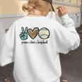 Peace Love Baseball Lover Motif For Women Pink Baseball Mom Women's Sweatshirt Back Print