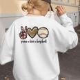 Peace Love Baseball Mom Leopard Print Cheetah Pattern Women's Sweatshirt Back Print