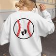 Pregnant Baseball Mom Pregnancy Announcement Baby Feet Belly Women's Sweatshirt Back Print