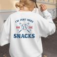 Spring 2024 Season Cute Baseball Mom Here For The Snacks Women's Sweatshirt Back Print Spring 2024 Season Cute Baseball Mom Here For The Snacks Women's Sweatshirt Back Print