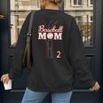 Baseball Mom 2 Number 2 Jersey Team Numbered Jersey Women's Sweatshirt Back Print