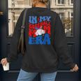 In My Baseball Mom Era Groovy Baseball Mother's Day US Flag Women's Sweatshirt Back Print