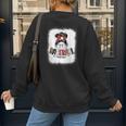 Baseball Mom Messy Bun Mommy Baseball Player Women's Sweatshirt Back Print