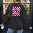 Baseball Mom And Pink Grid Sports Mother Mama Player Women's Sweatshirt Back Print Baseball Mom And Pink Grid Sports Mother Mama Player Women's Sweatshirt Back Print