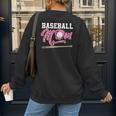 Baseball Mom Pink Ribbon Breast Cancer Awareness Fighters Women's Sweatshirt Back Print Baseball Mom Pink Ribbon Breast Cancer Awareness Fighters Women's Sweatshirt Back Print