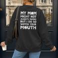 Baseball Mom Swing Watch Mouth Baseball Boy Women's Sweatshirt Back Print