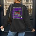 Baseball Mom Traits For Great Mothers Grey And Purple Women's Sweatshirt Back Print Baseball Mom Traits For Great Mothers Grey And Purple Women's Sweatshirt Back Print