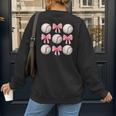 Baseballs And Bows Coquette Baseball Mom Baseball Coach Girl Women's Sweatshirt Back Print Baseballs And Bows Coquette Baseball Mom Baseball Coach Girl Women's Sweatshirt Back Print