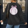 Coquette Baseball Mom Pink Bow Baseball Mama Women's Sweatshirt Back Print Coquette Baseball Mom Pink Bow Baseball Mama Women's Sweatshirt Back Print