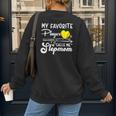 My Favorite Player Calls Me Stepmom Softball Baseball Mom Women's Sweatshirt Back Print