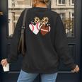 Football Baseball Heart Football Baseball Mom Women's Sweatshirt Back Print
