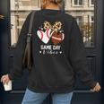 Game Day Vibes Football Baseball Mom Heart Women's Sweatshirt Back Print