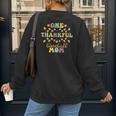 Groovy Retro One Thankful Baseball Mom Thanksgiving Fall Women's Sweatshirt Back Print Groovy Retro One Thankful Baseball Mom Thanksgiving Fall Women's Sweatshirt Back Print