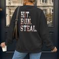 Hit Run Steal Baseball Mom For Women Baseball Women's Sweatshirt Back Print Hit Run Steal Baseball Mom For Women Baseball Women's Sweatshirt Back Print