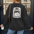 Leopard Messy Bun Mom Mother's Day Baseball Mommy Women's Sweatshirt Back Print Leopard Messy Bun Mom Mother's Day Baseball Mommy Women's Sweatshirt Back Print