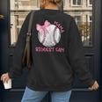 Mama Biggest Fan Coquette Bow Baseball Mom Fan Mother's Day Women's Sweatshirt Back Print Mama Biggest Fan Coquette Bow Baseball Mom Fan Mother's Day Women's Sweatshirt Back Print