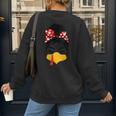 Messy Bun Baseball Mom Turkey Face Matching Thanksgiving Women's Sweatshirt Back Print Messy Bun Baseball Mom Turkey Face Matching Thanksgiving Women's Sweatshirt Back Print