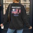 Proud Baseball MOM USA American Flag Family Game Day Women's Sweatshirt Back Print