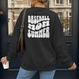 Retro Baseball Mom Summer Groovy Appreciation Women's Sweatshirt Back Print Retro Baseball Mom Summer Groovy Appreciation Women's Sweatshirt Back Print