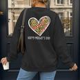 Softball Baseball Mom Valentine Leopard Heart Mother's Day Women's Sweatshirt Back Print Softball Baseball Mom Valentine Leopard Heart Mother's Day Women's Sweatshirt Back Print