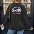 Thats My Son Out There For a Dominican Baseball Mom Women's Sweatshirt Back Print