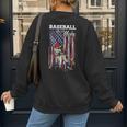 Vintage USA Flag Baseball Player Proud Baseball Mom Women's Sweatshirt Back Print Vintage USA Flag Baseball Player Proud Baseball Mom Women's Sweatshirt Back Print