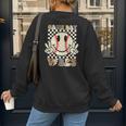 Women Kids Baseball Game Day Vibes Smile Baseball Mom Women's Sweatshirt Back Print