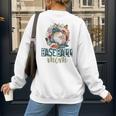 Artsy Baseball Mom Flowers Unique Game Day Ball Distressed Women's Sweatshirt Back Print