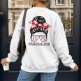 Baseball Mom Leopard Messy Bun Game Day Women's Sweatshirt Back Print