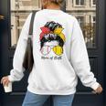 Baseball Mom Softball Mom Of Both Messy Bun Mother's Day Women's Sweatshirt Back Print Baseball Mom Softball Mom Of Both Messy Bun Mother's Day Women's Sweatshirt Back Print