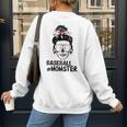 Baseball Momster Messy Bun Skull Mom For Women Halloween Women's Sweatshirt Back Print Baseball Momster Messy Bun Skull Mom For Women Halloween Women's Sweatshirt Back Print