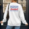 Retro Baseball Mom Mother's Day Weekend Forecast Baseball Women's Sweatshirt Back Print Retro Baseball Mom Mother's Day Weekend Forecast Baseball Women's Sweatshirt Back Print