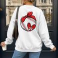 Womens Custom Baseball Mom Number 22 Heart For Mom Mommy Premium Women's Sweatshirt Back Print