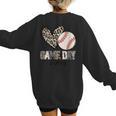 Baseball Game Day Vibes Baseball Mom Mama Leopard Cute Women's Sweatshirt Back Print Baseball Game Day Vibes Baseball Mom Mama Leopard Cute Women's Sweatshirt Back Print